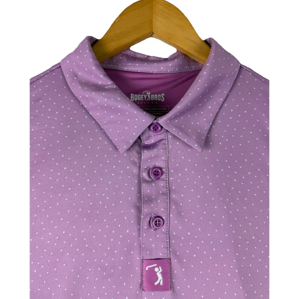 Bogey Bros Performance Golf Polo Men’s Tickleberry Tidbits Purple White Dots XL